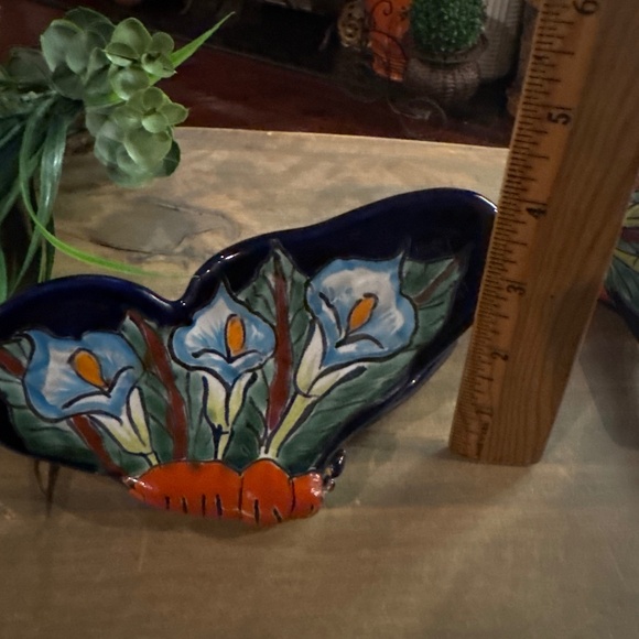 Set of Mexican Pottery Colorful Butterfly Wall Plaque Hand Painted Art Decor - Picture 5 of 7